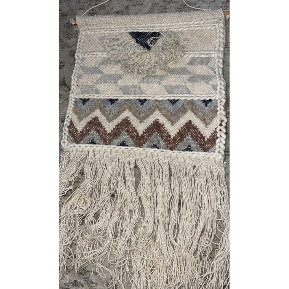 Wall Hanging Boho Woven Natural Fibers Neutrals Textured Fiber Art 33" X 20"